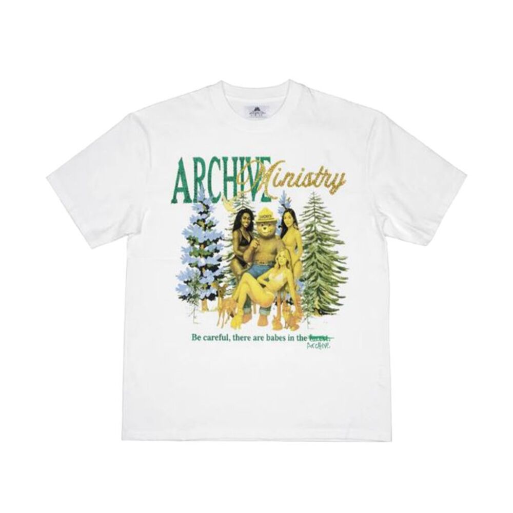 Archive Ministry Crew Neck T-Shirt Babes Mens White 101-0091